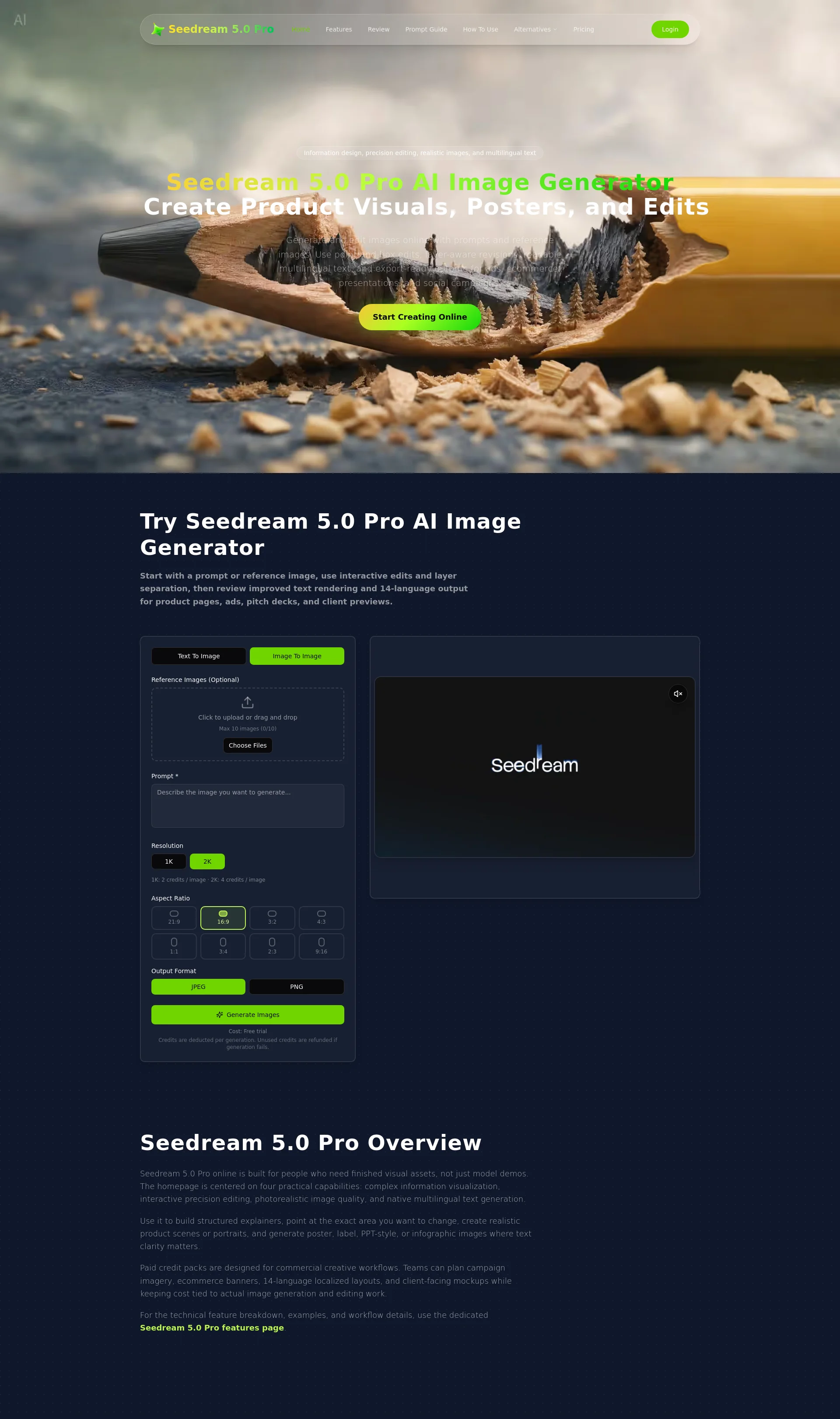 AI Image Generator for creating product visuals, posters, and edits online