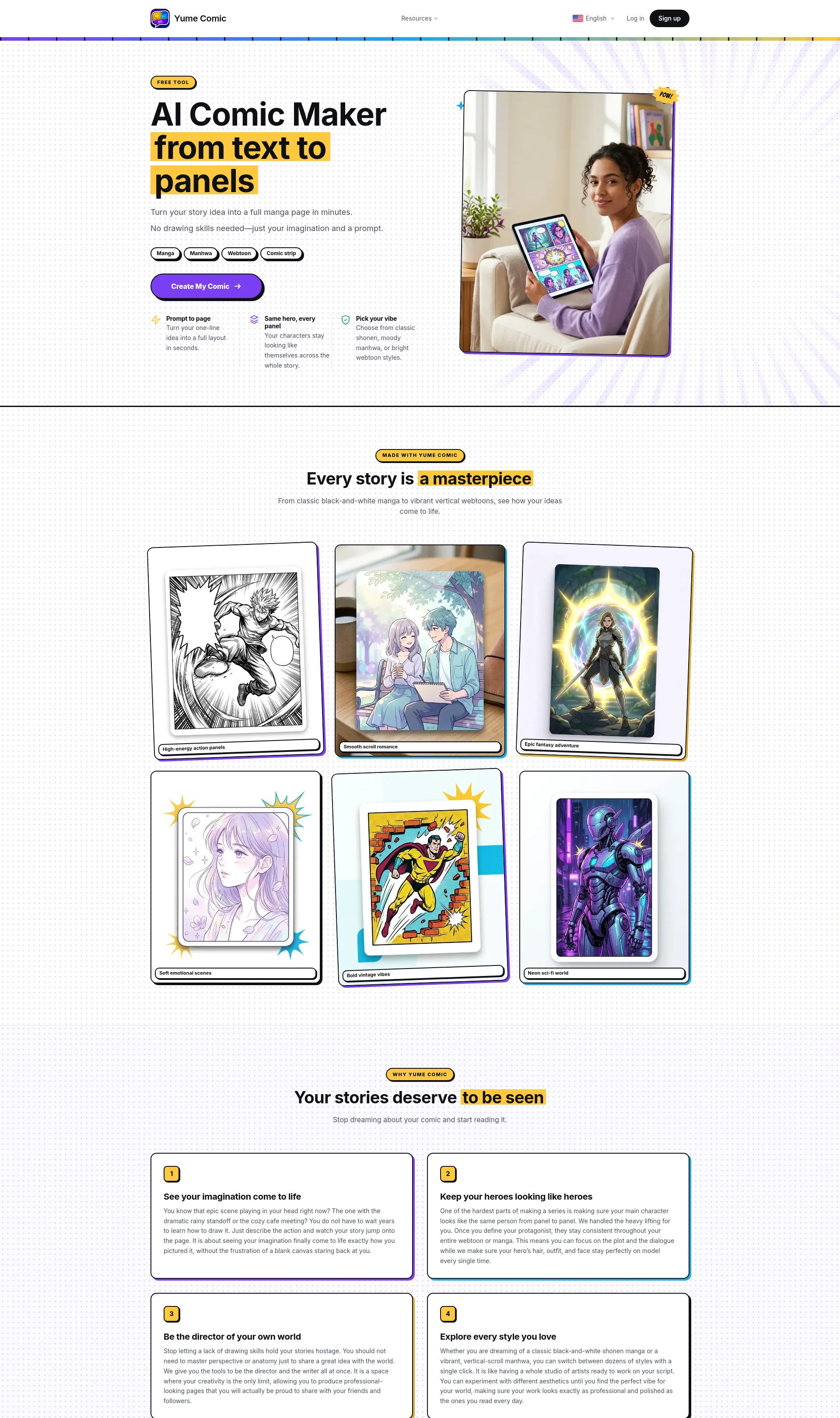 Free AI Comic Maker — turn your story into manga, manhwa, and webtoon pages