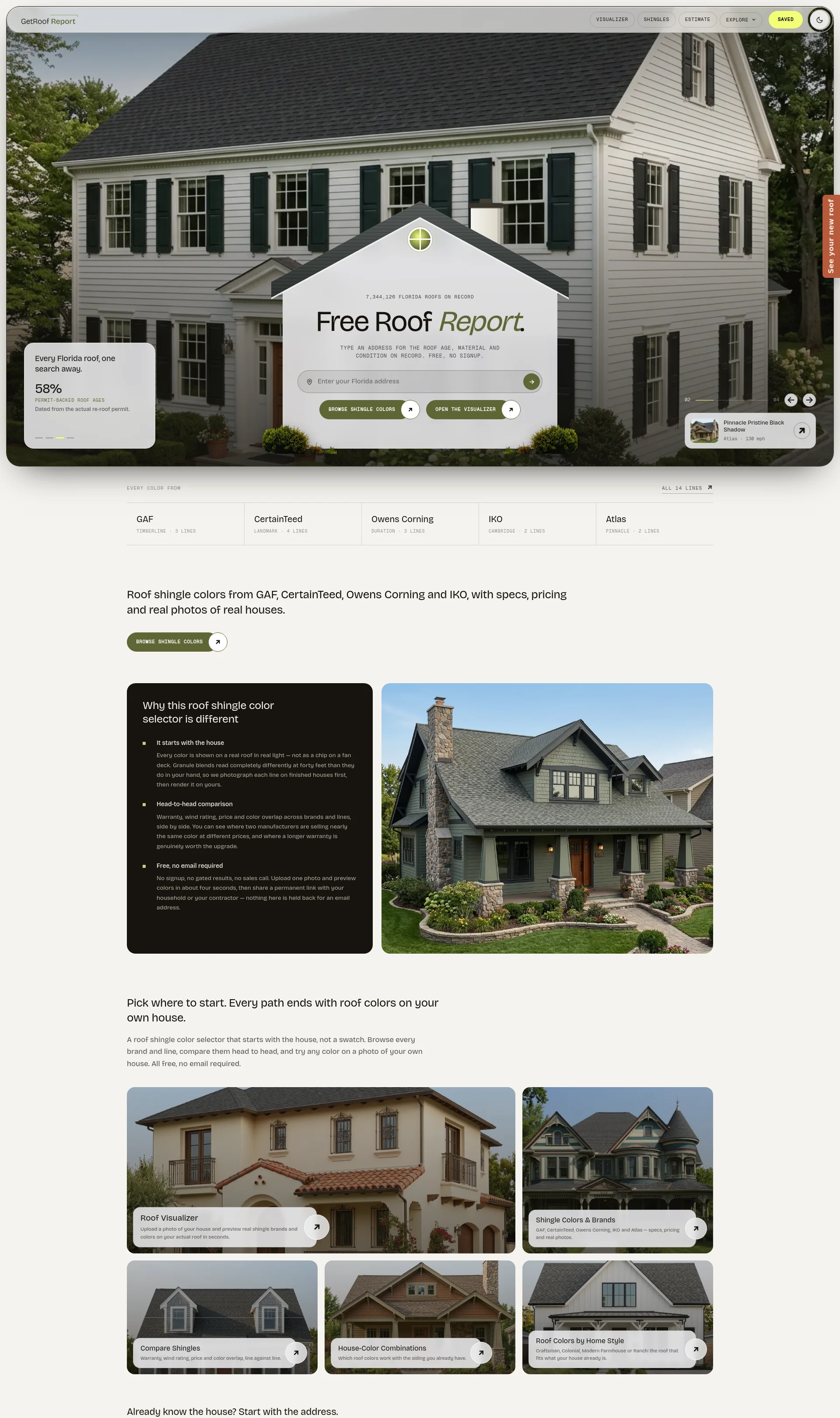 Free Roof Report: Get instant access to roof age, material, and condition on record for any Florida property address, with no signup required.