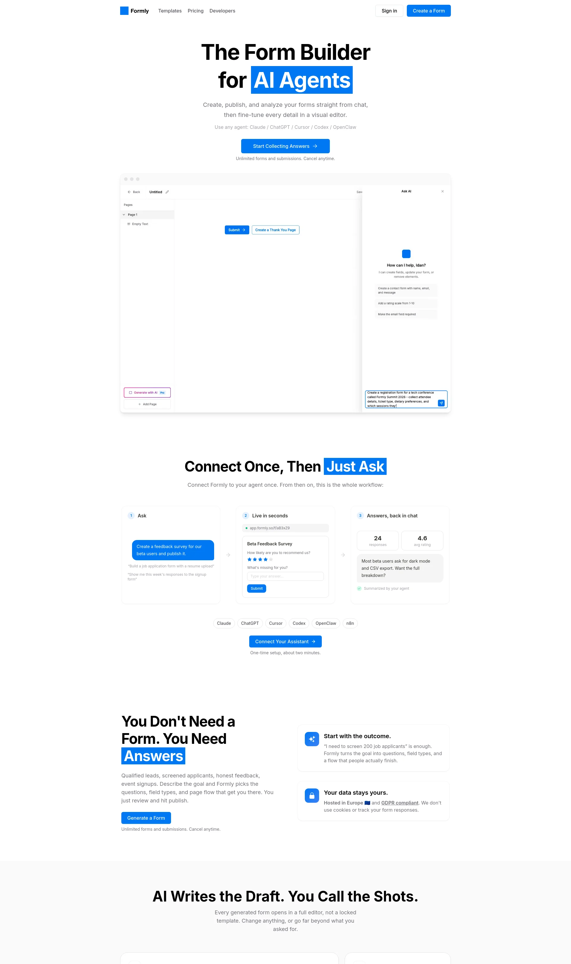 The form builder for AI agents