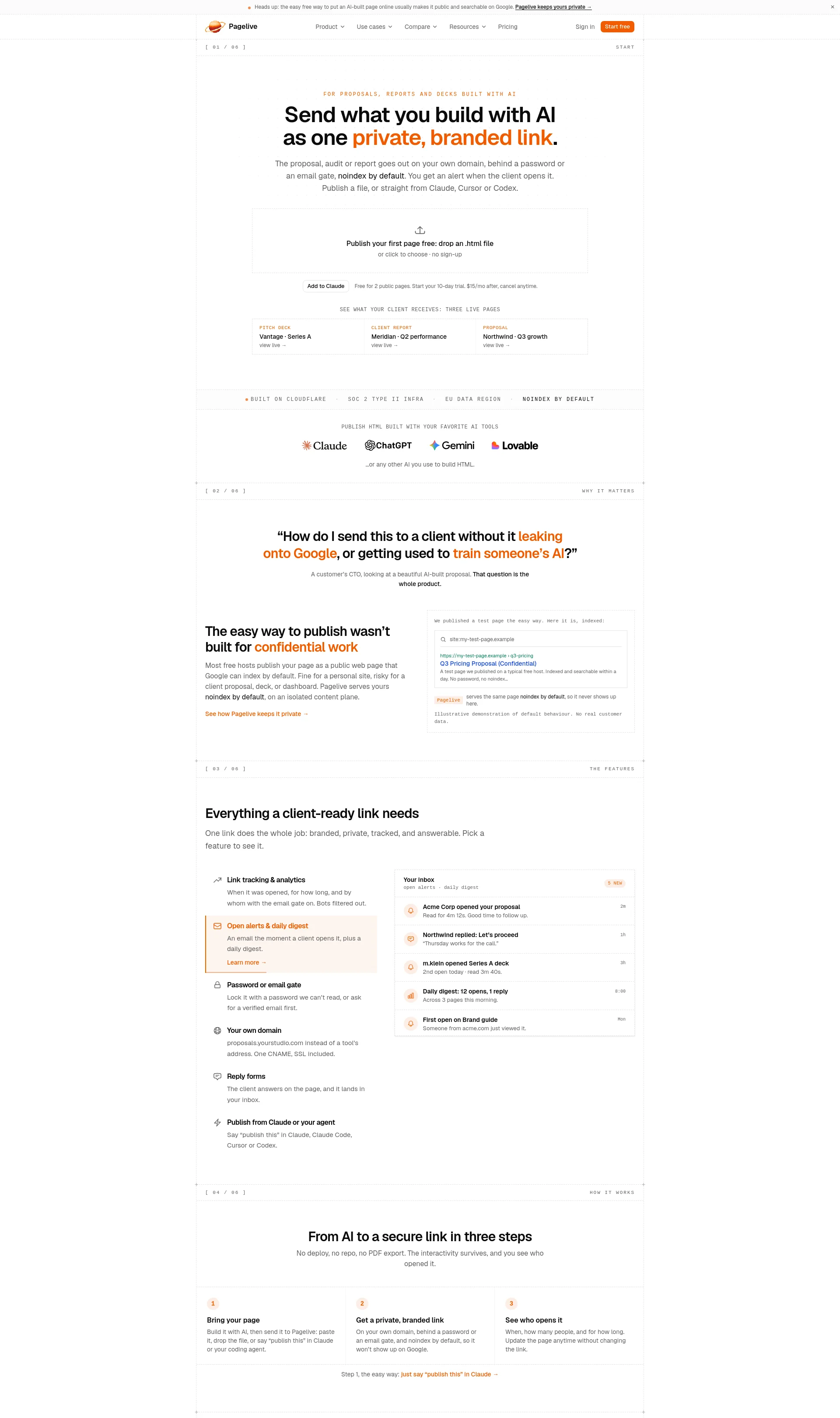 Send AI-Built Proposals and Reports as Private Links