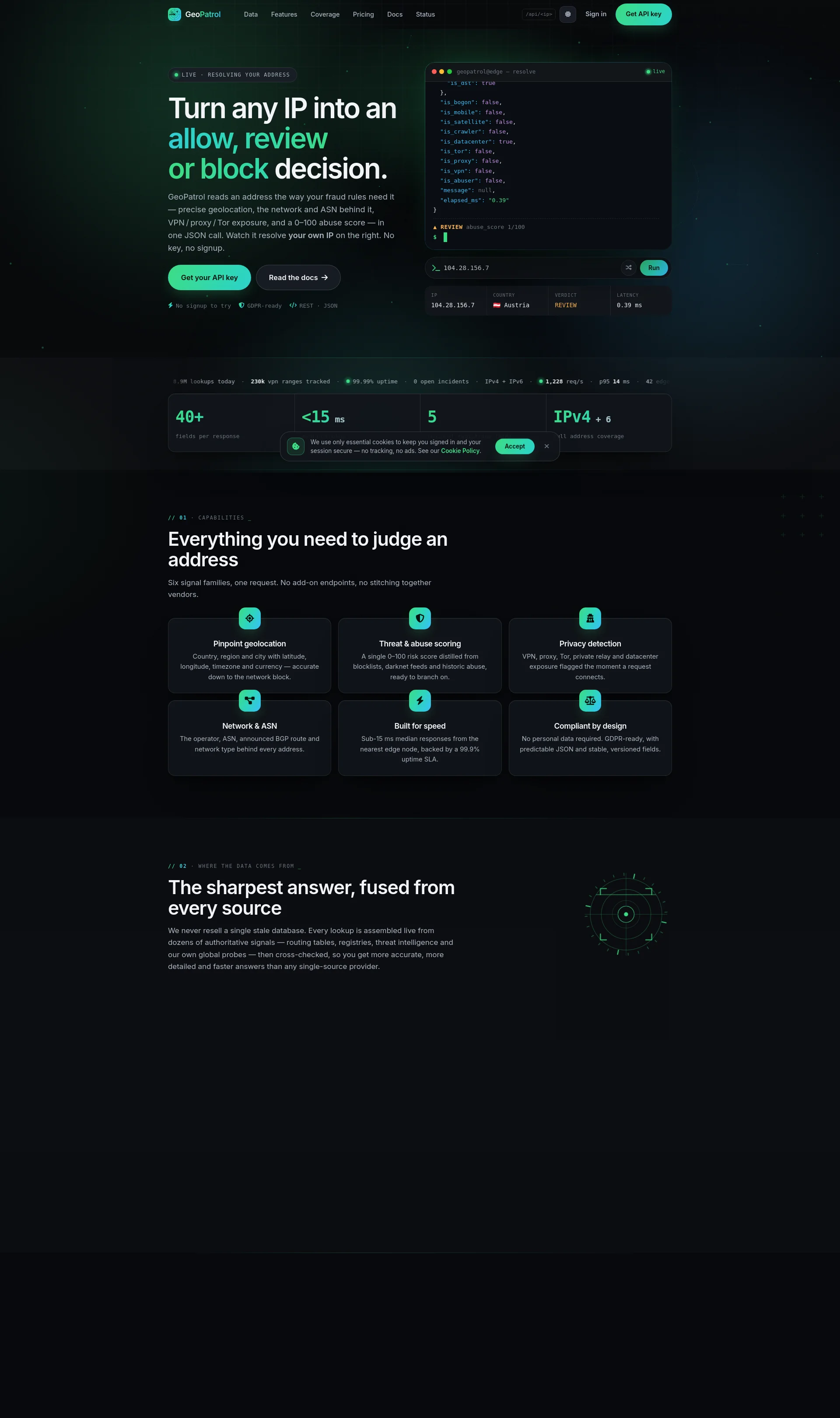 IP Lookup, Geolocation API & Network Intelligence