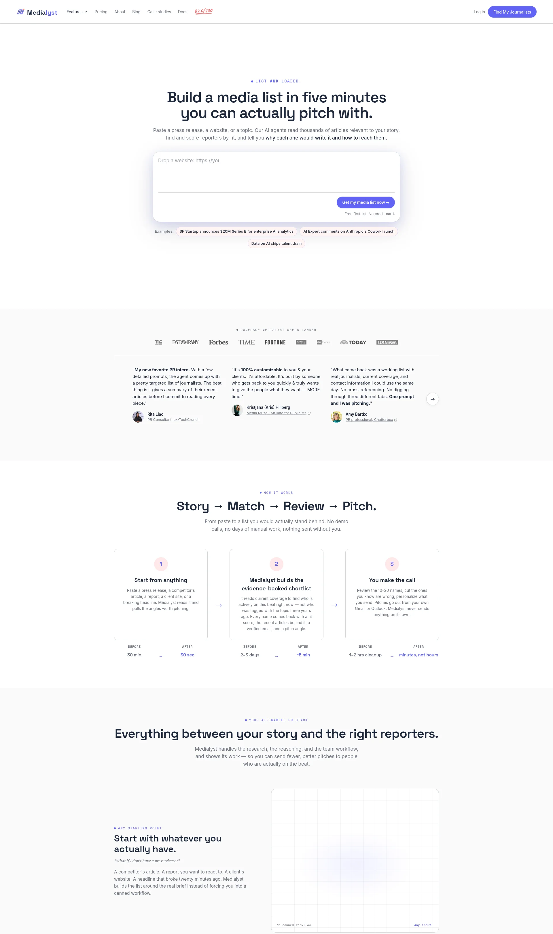 Build vetted media lists in minutes with AI