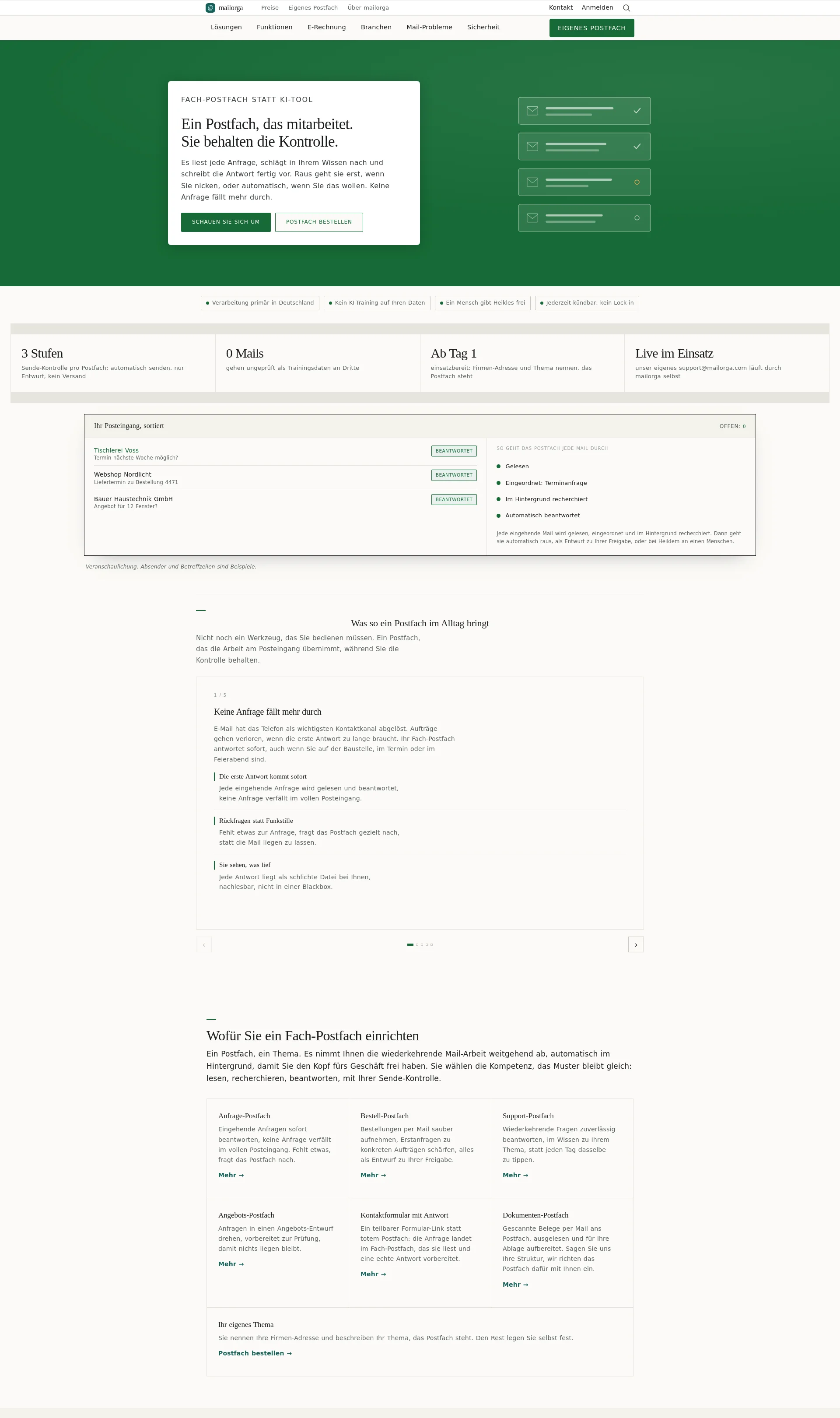 Your specialist mailbox answers mails automatically