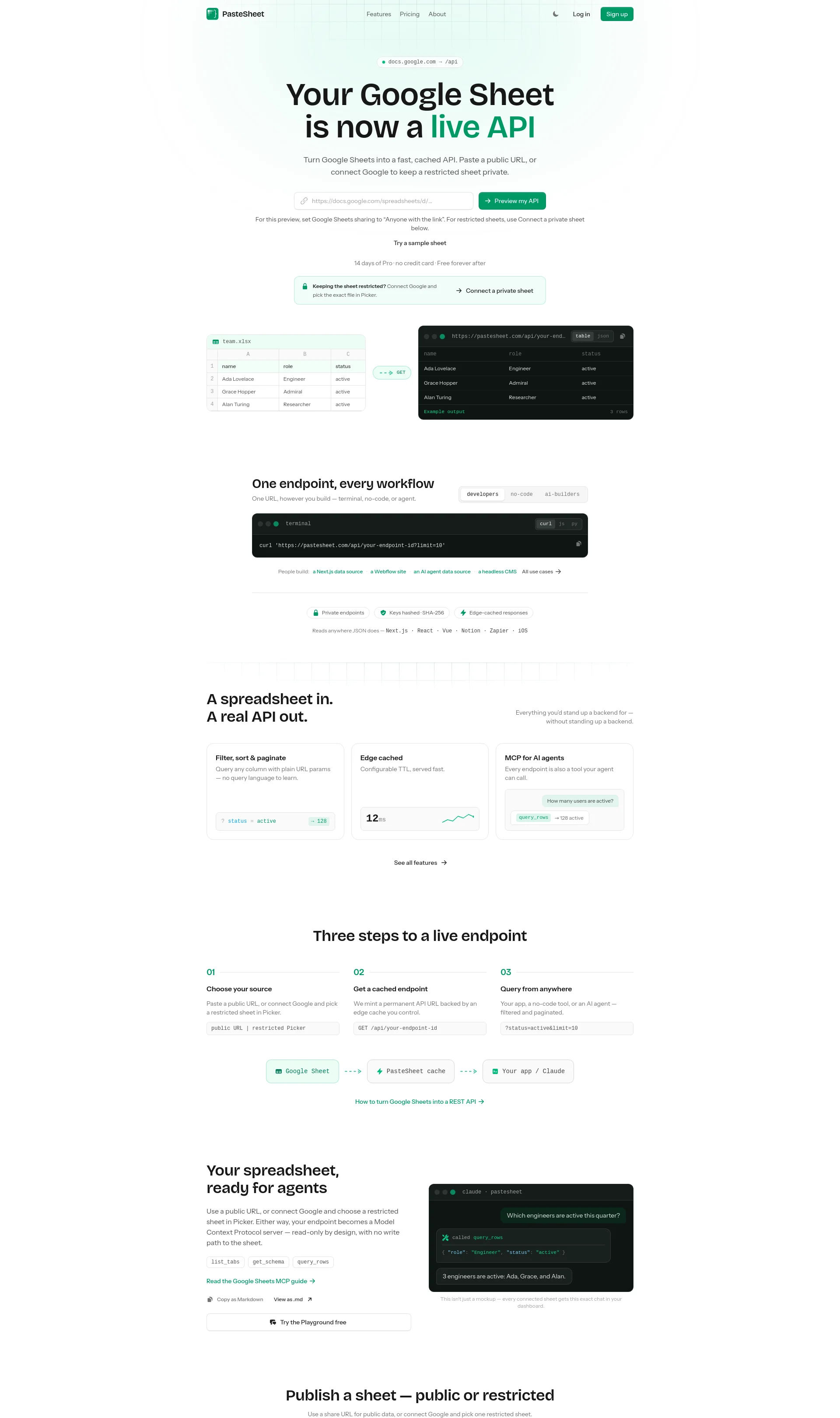 Google Sheets API for AI Agents and Apps