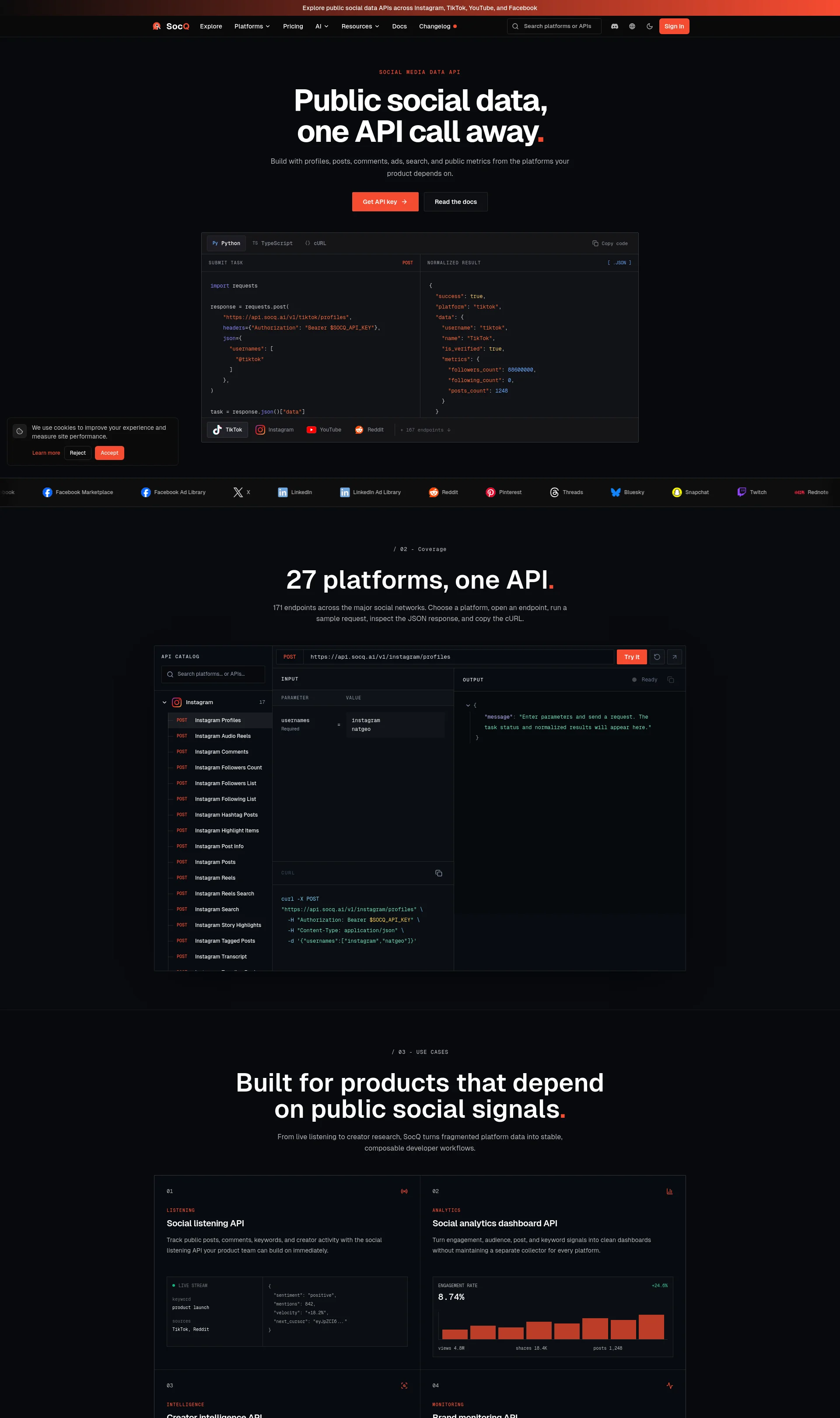 Social Media API for Public Social Data