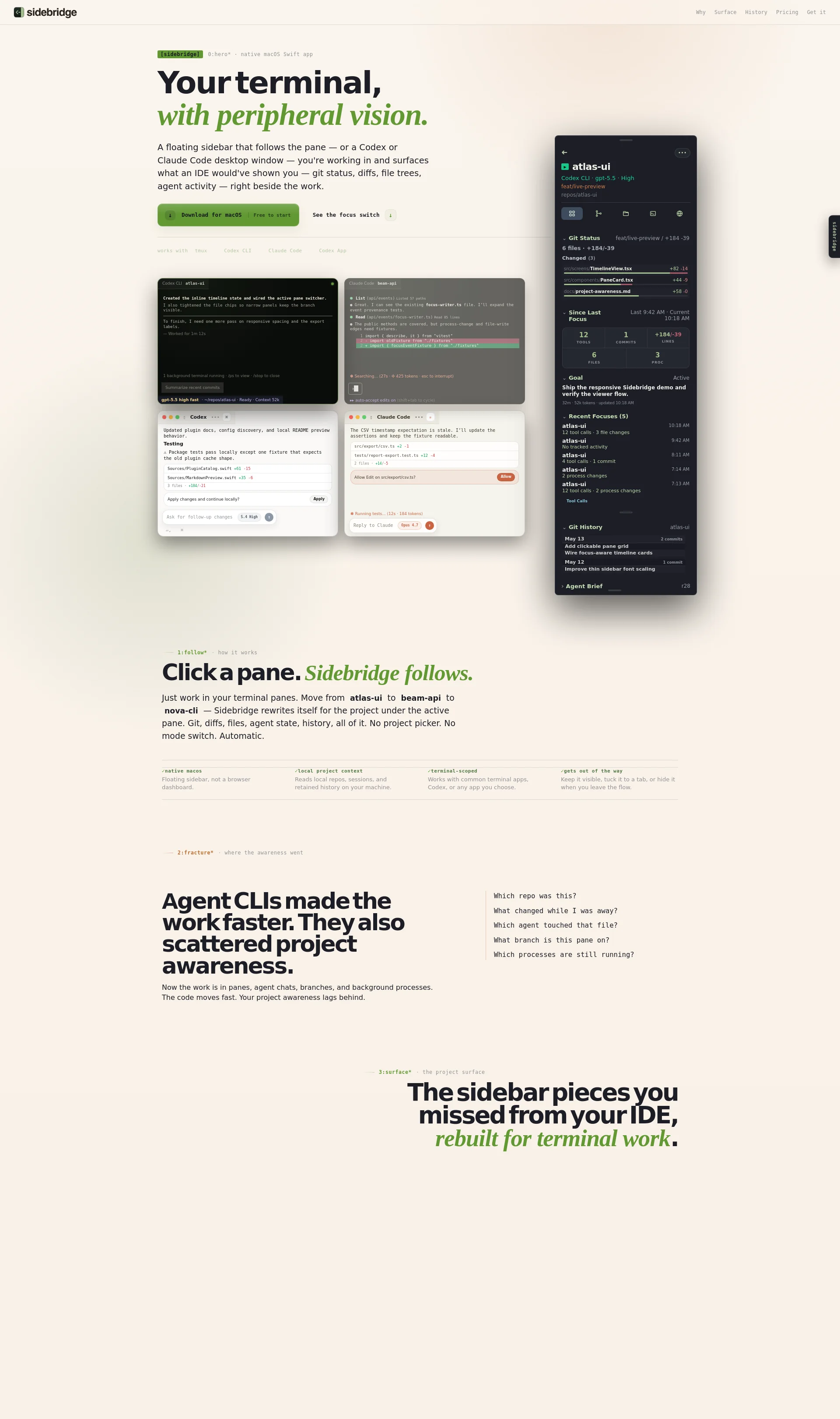 macOS sidebar for tmux, Codex & Claude Code