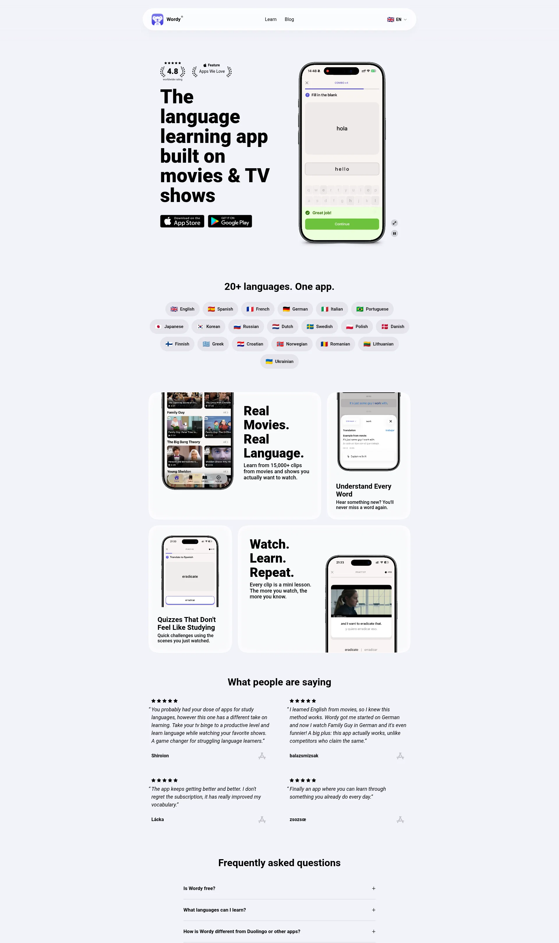 Language Learning App with Movies & TV Shows