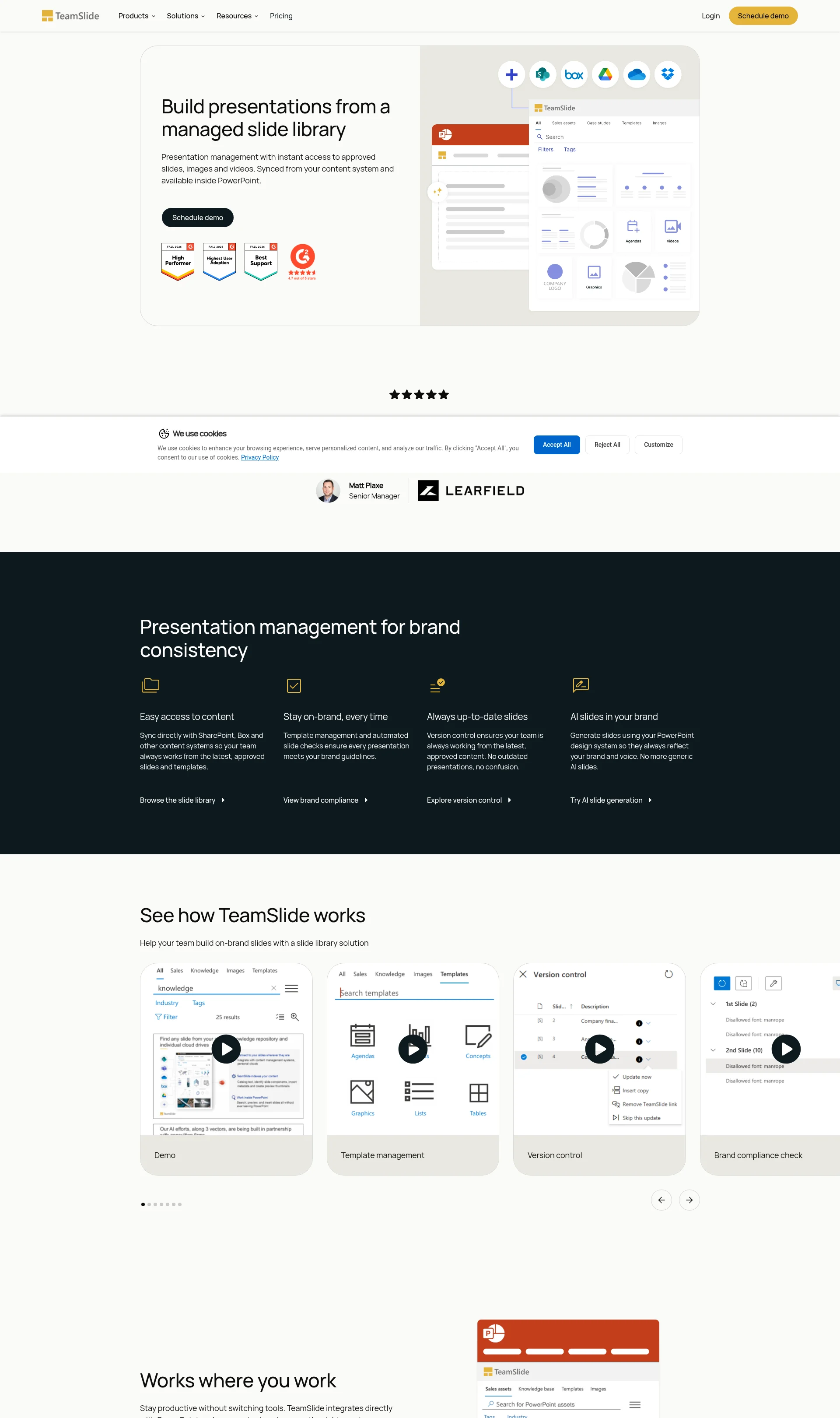 PowerPoint slide library & presentation management