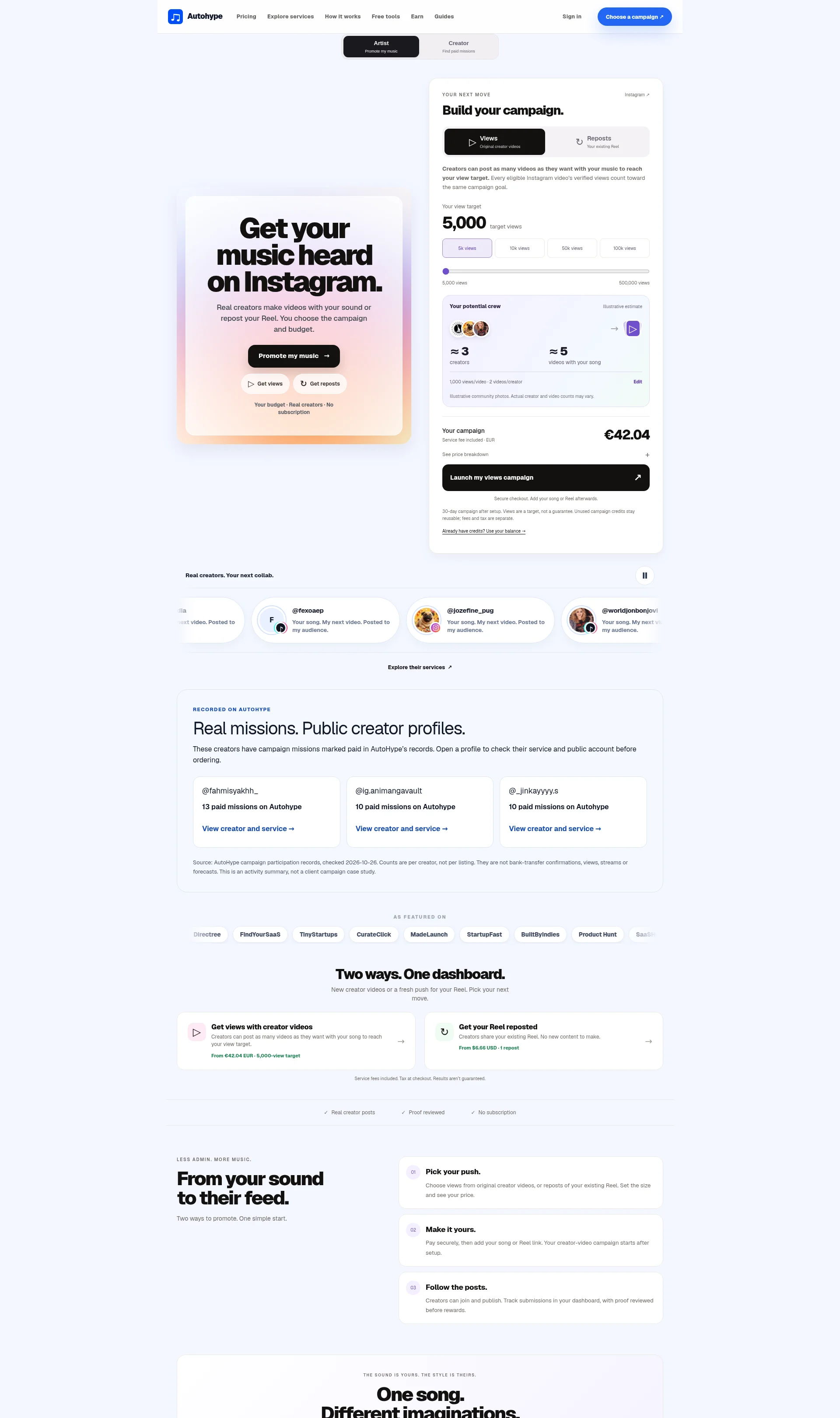Instagram Creator Videos & Repost Campaigns