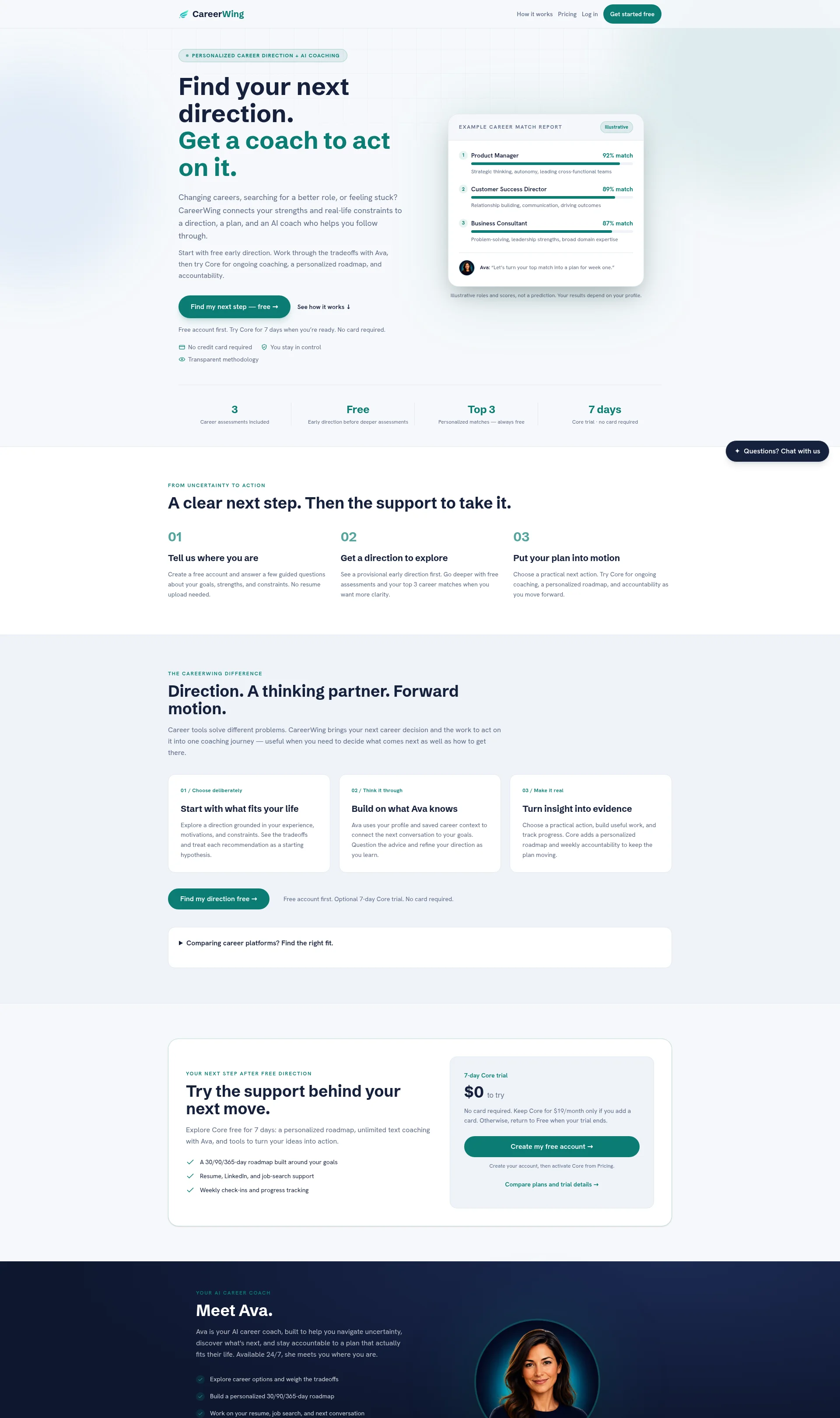 Career Direction, AI Coaching & Action Plans