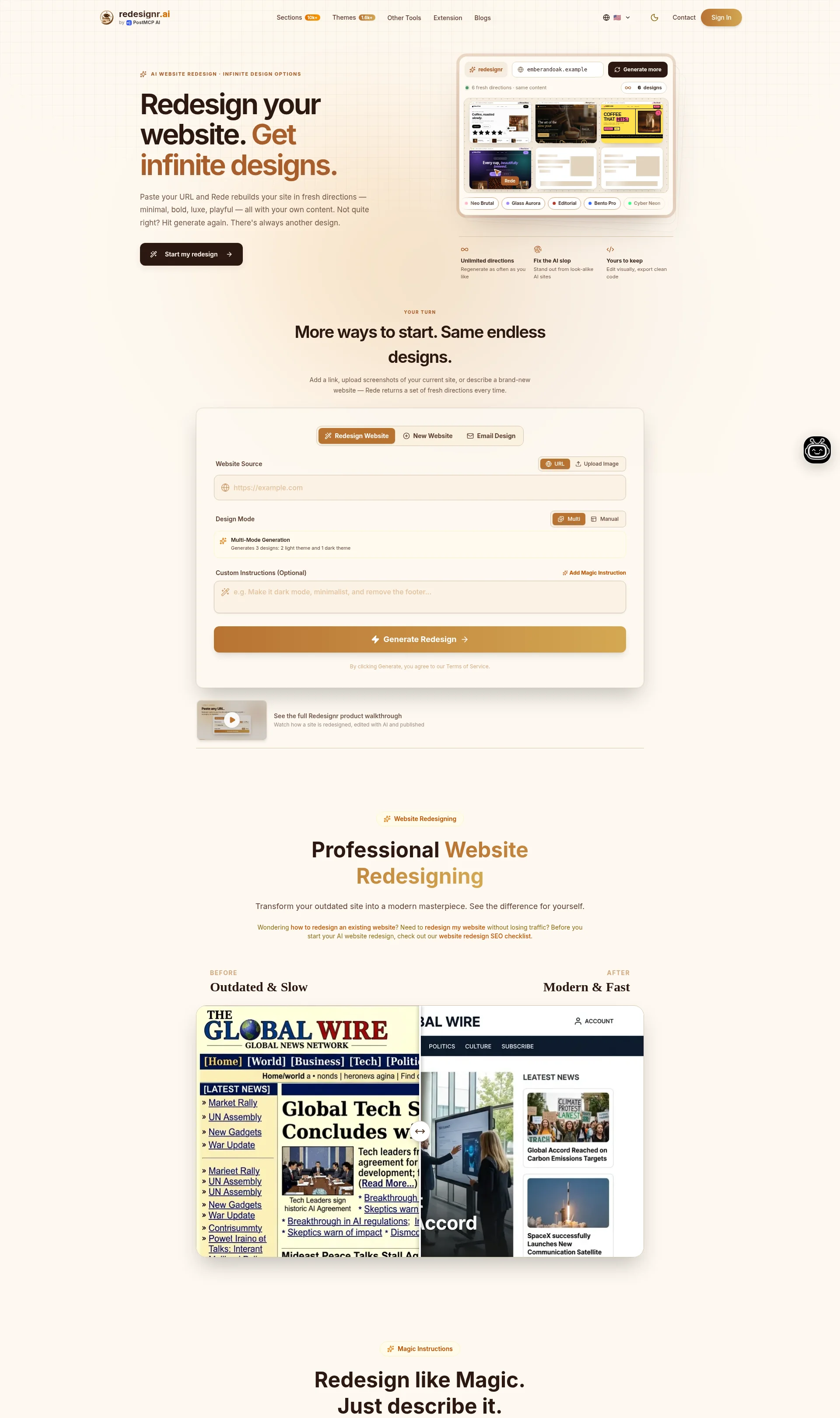 Redesign your website and get infinite designs with AI-powered tools