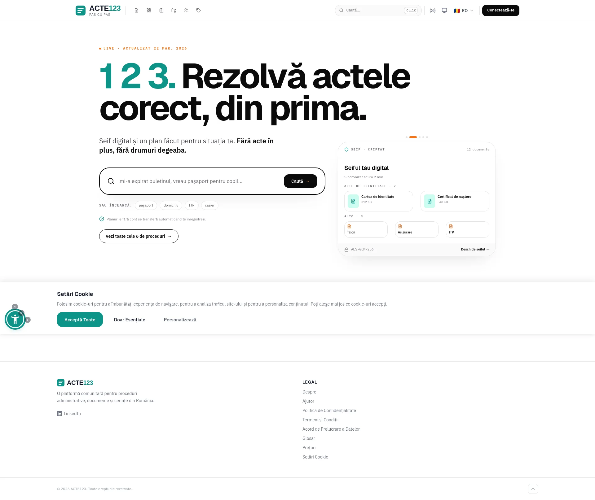 A community platform for administrative procedures, documents, and requirements in Romania.
