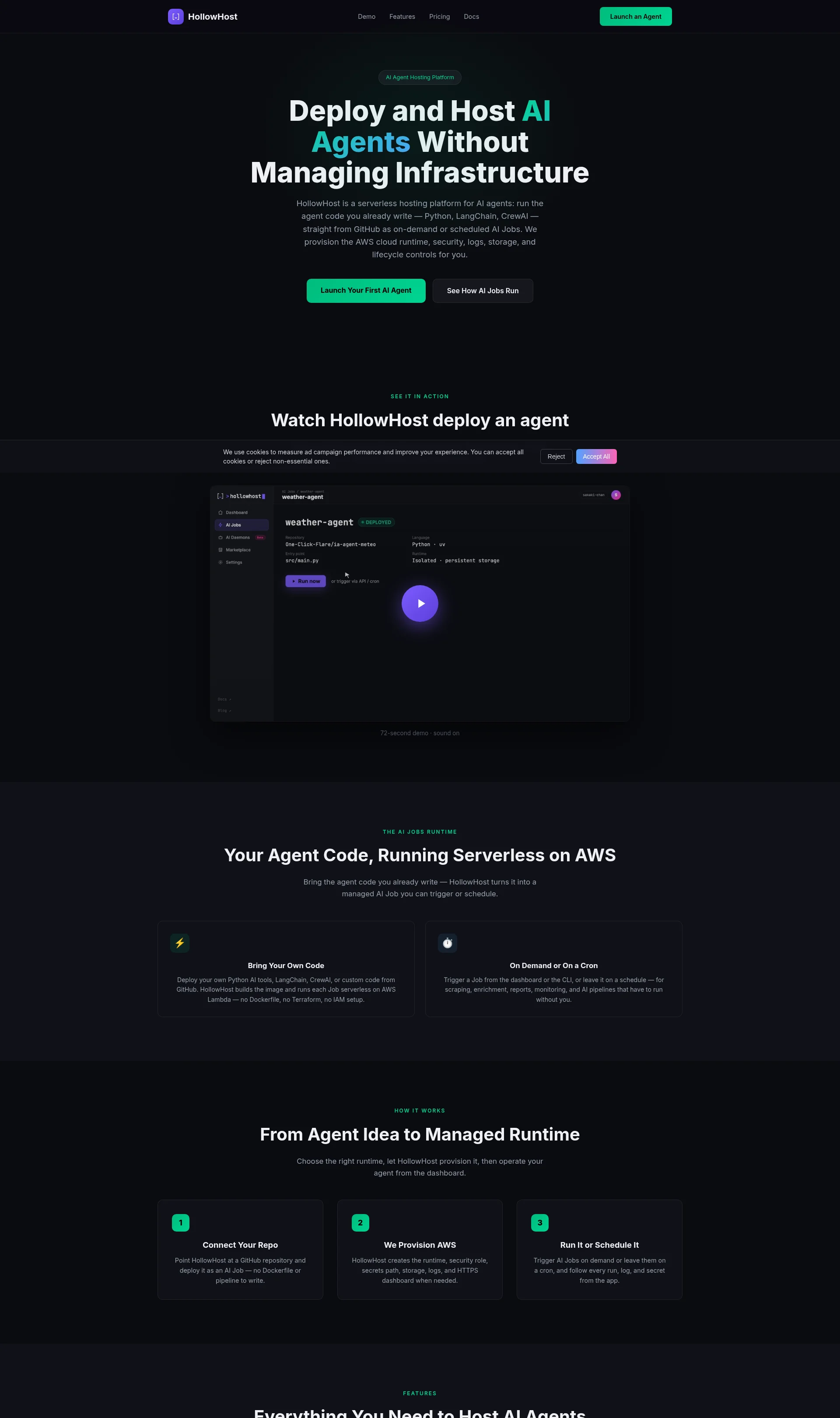 Serverless AI Agent Hosting Platform
