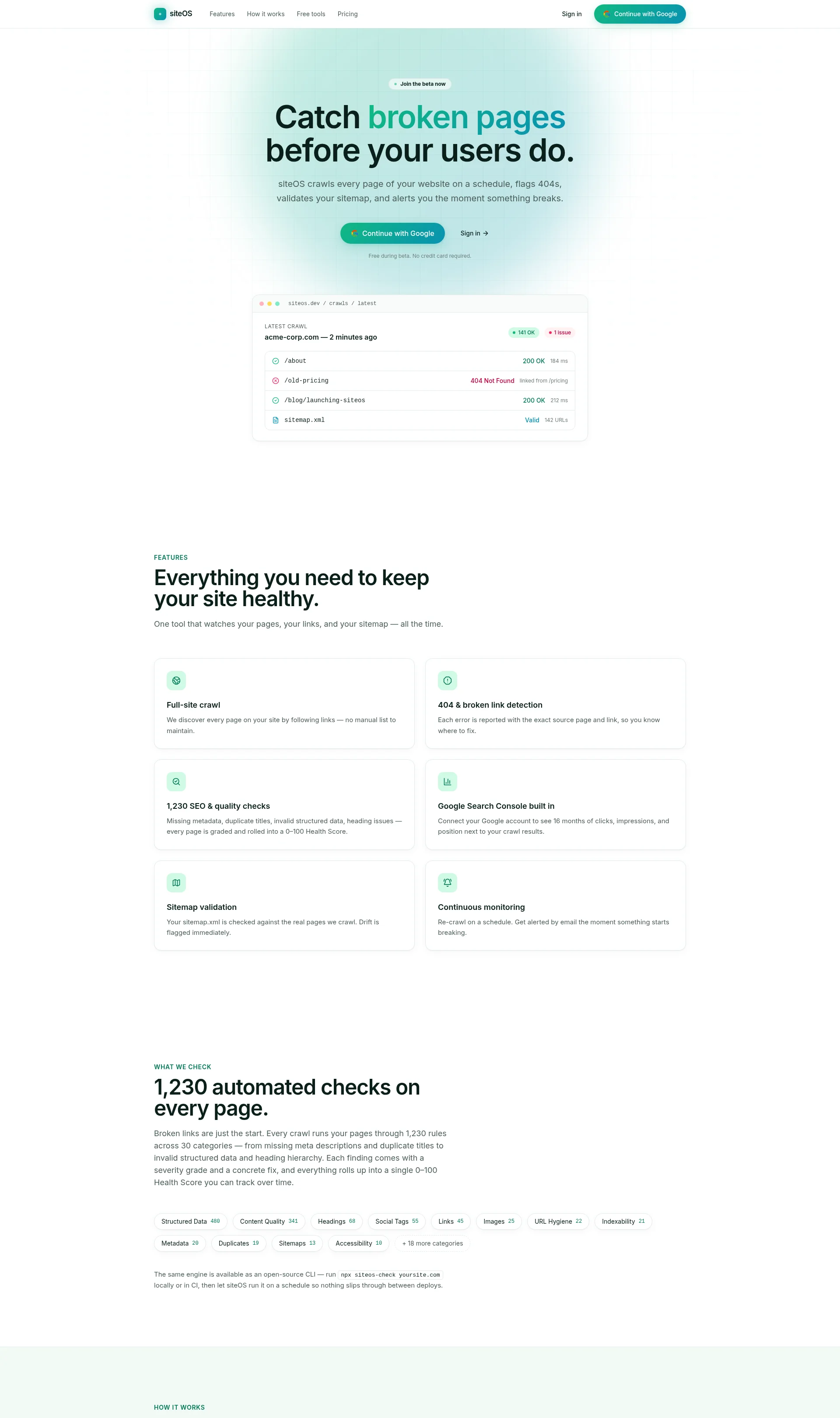 Catch broken pages before your users do